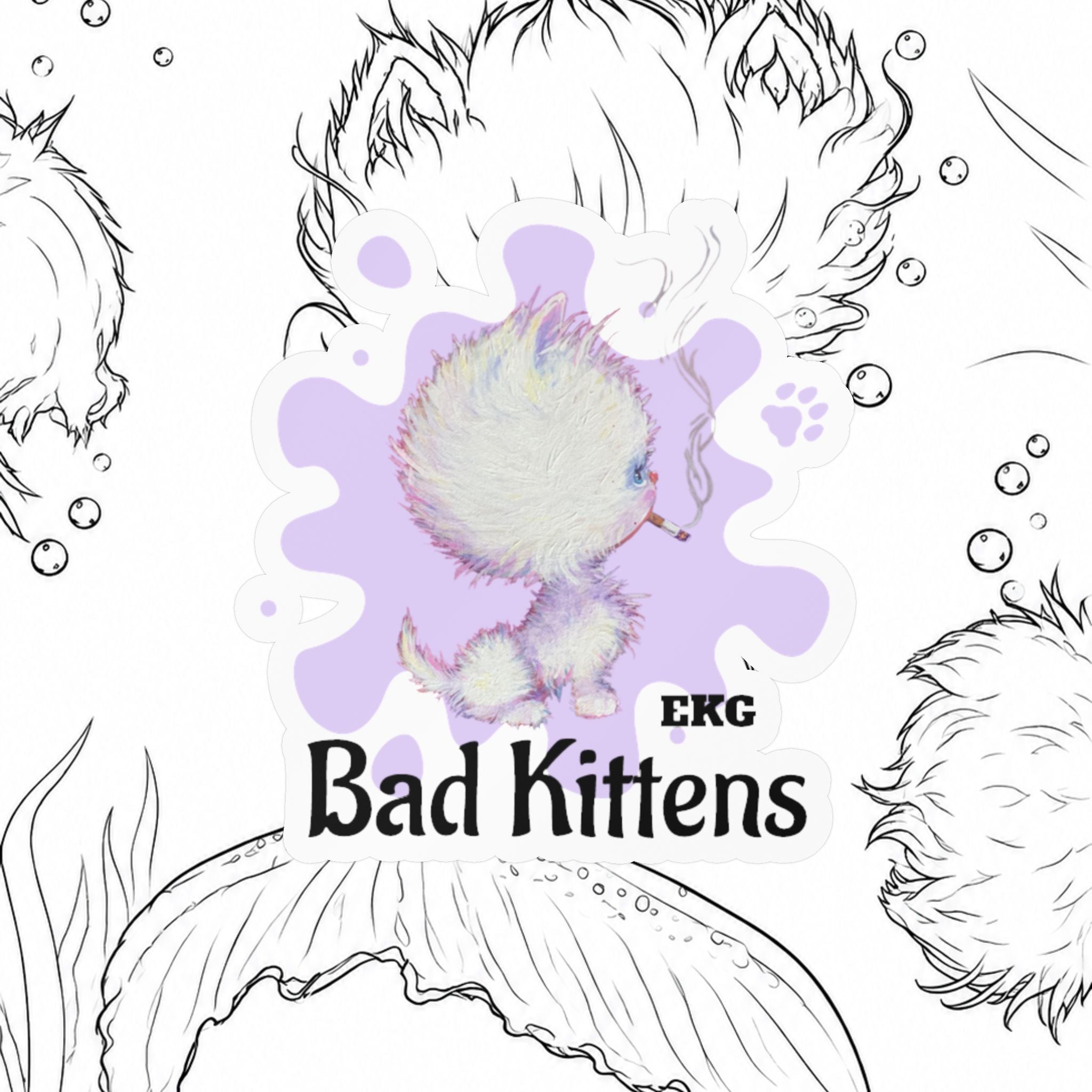 Bad Kitten Vinyl Decal Lavender