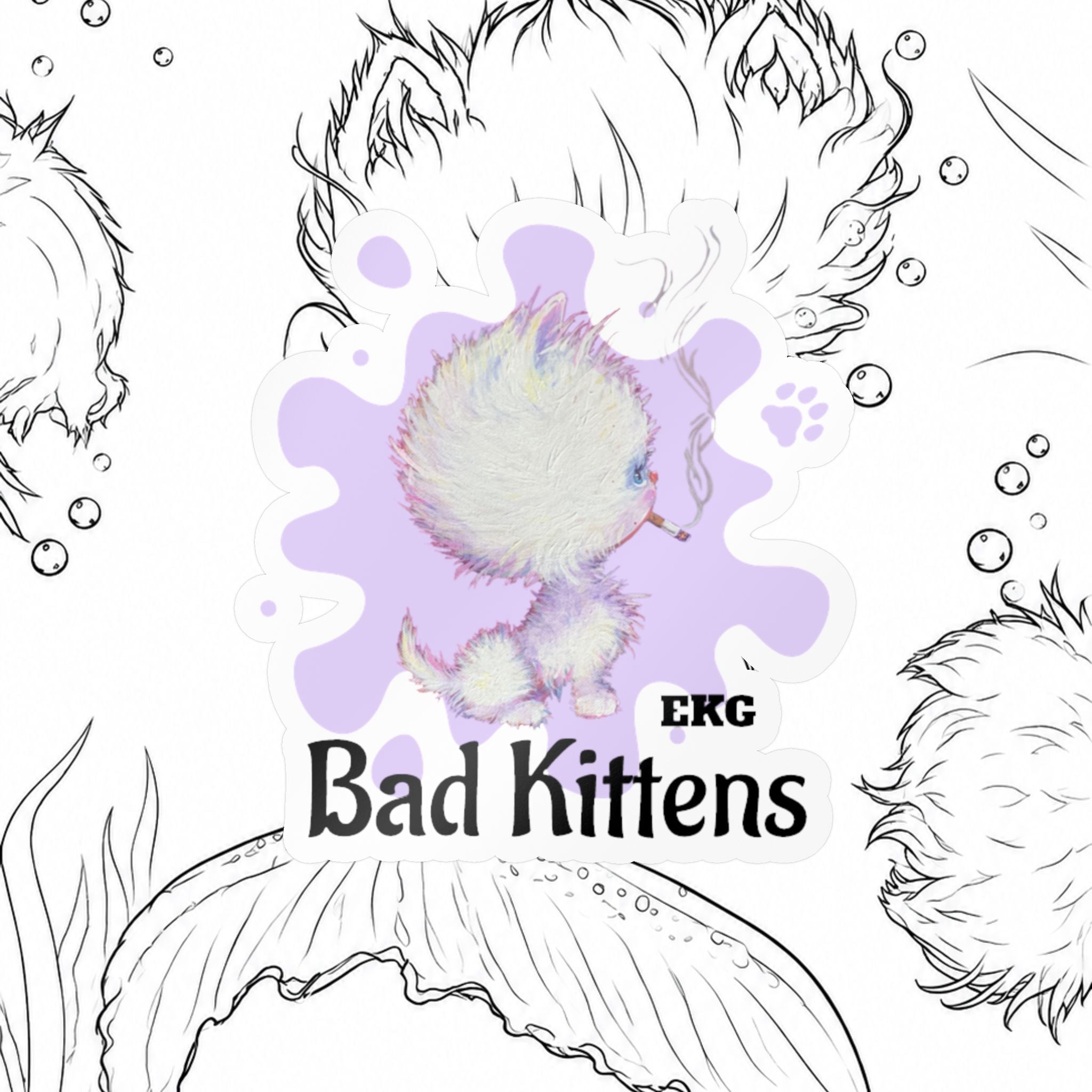 Bad Kitten Vinyl Decal Lavender